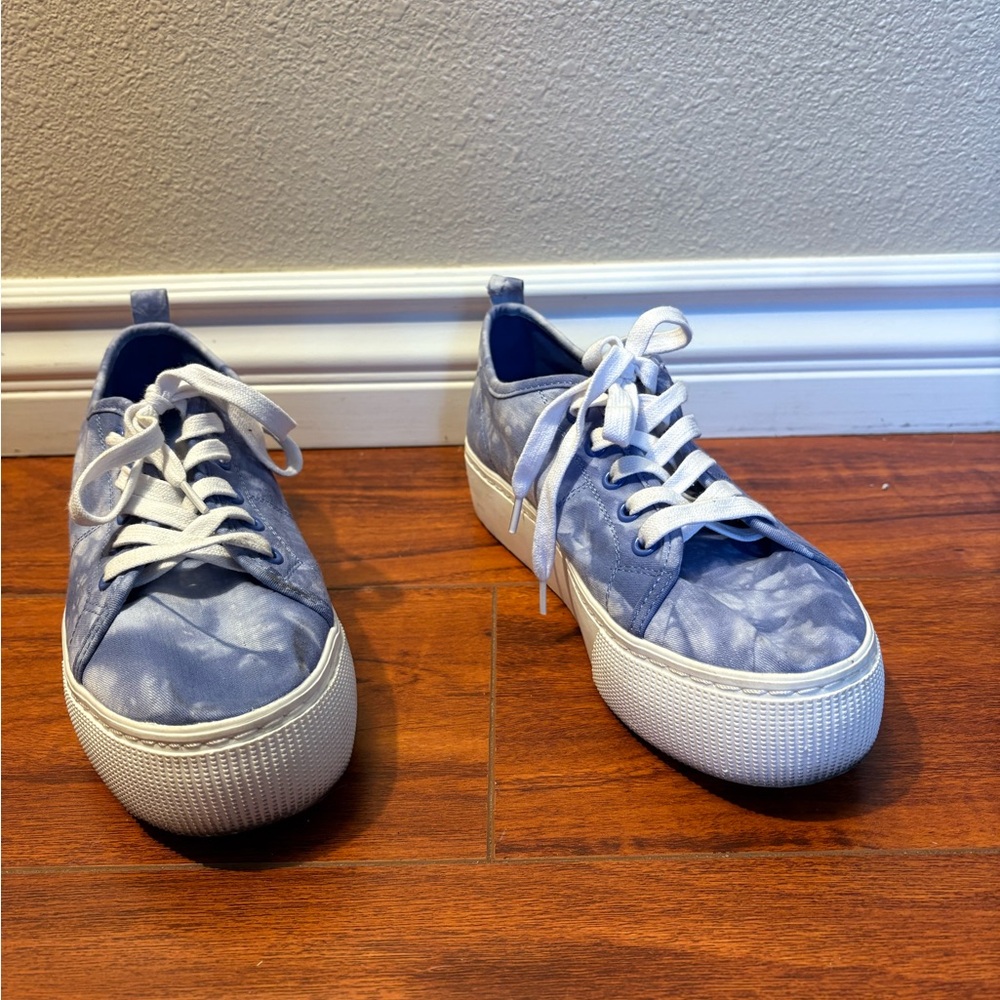 Blue Tie-Dye Sneakers with White Soles
